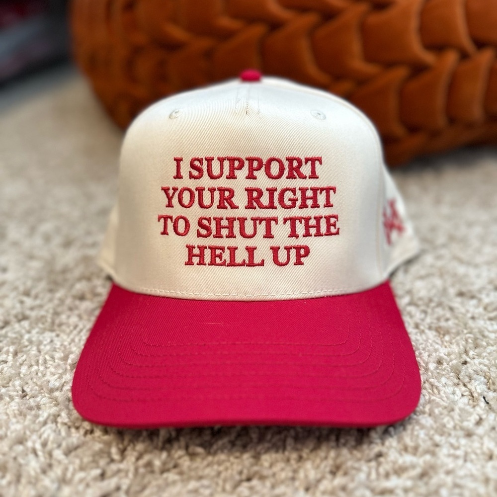 Red and White Statement trucker hat brand new
